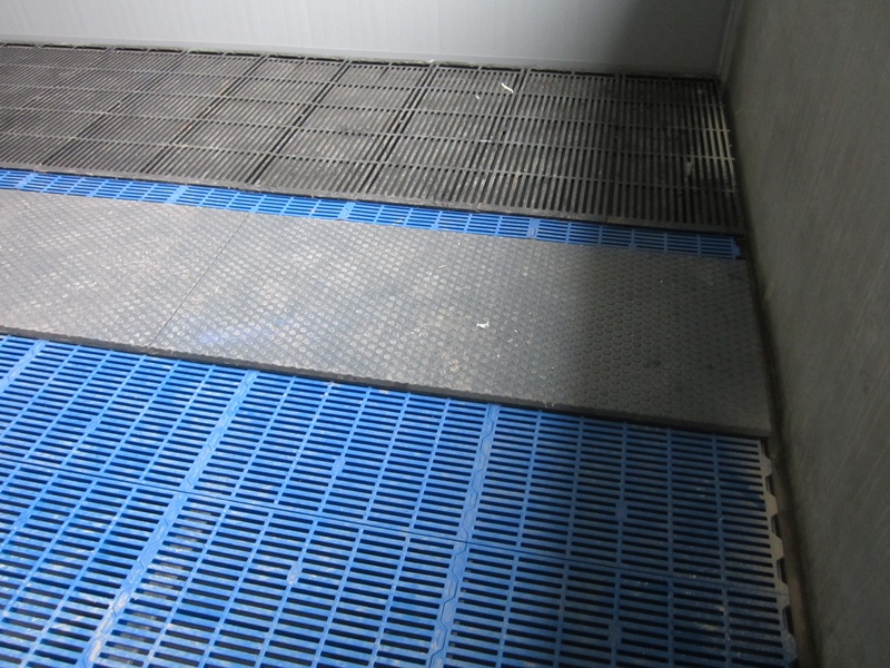 Underfloor heating for weaned piglets in rows Heating elements arranged in a row for weaned piglets