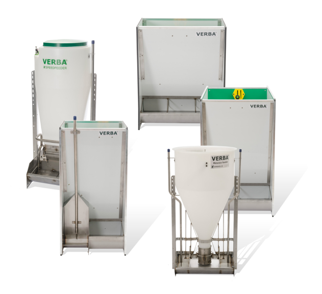 Automatic pig feeders